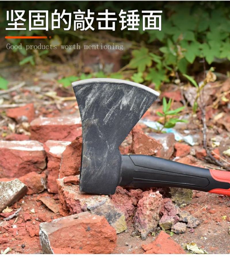 户外多功能精钢开山斧大斧子大号超重加长劈柴砍树伐木斧