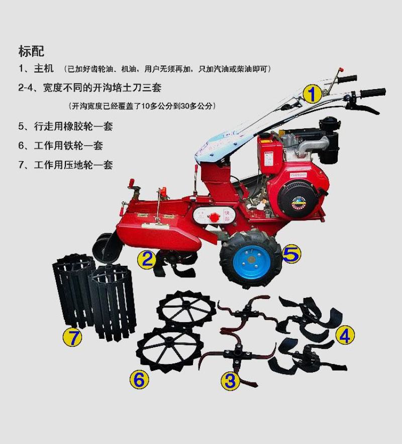新型开沟机开沟培土机开沟起垄培土机果园微耕机