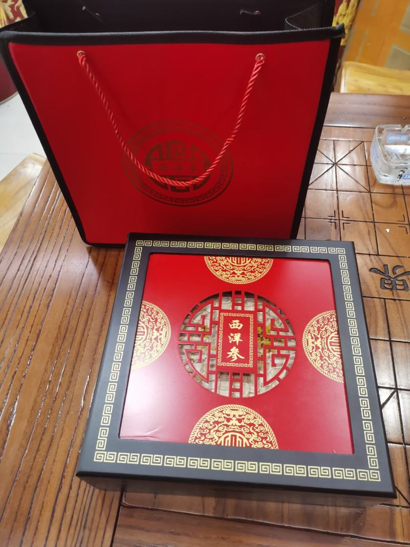 各种西洋参礼盒批发，精品黄芪瓜子片礼盒红参海参双拼礼盒