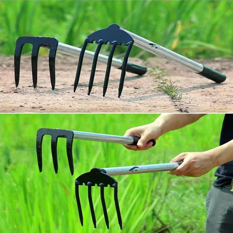 四齿花生锄头花园耙耙松土三齿钉耙园小号种花栽花工具户外挖