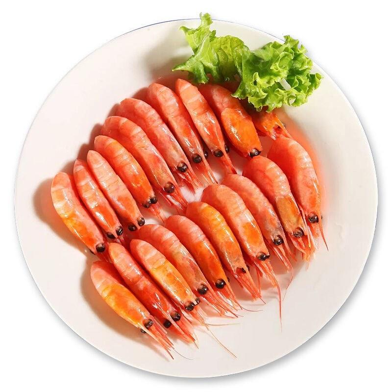 3斤即食进口北极甜虾带籽北极虾海虾元宝虾头腹籽新鲜冷冻海