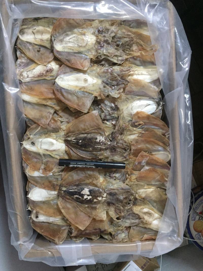 墨鱼干微咸的干度九成。一斤十头左右的