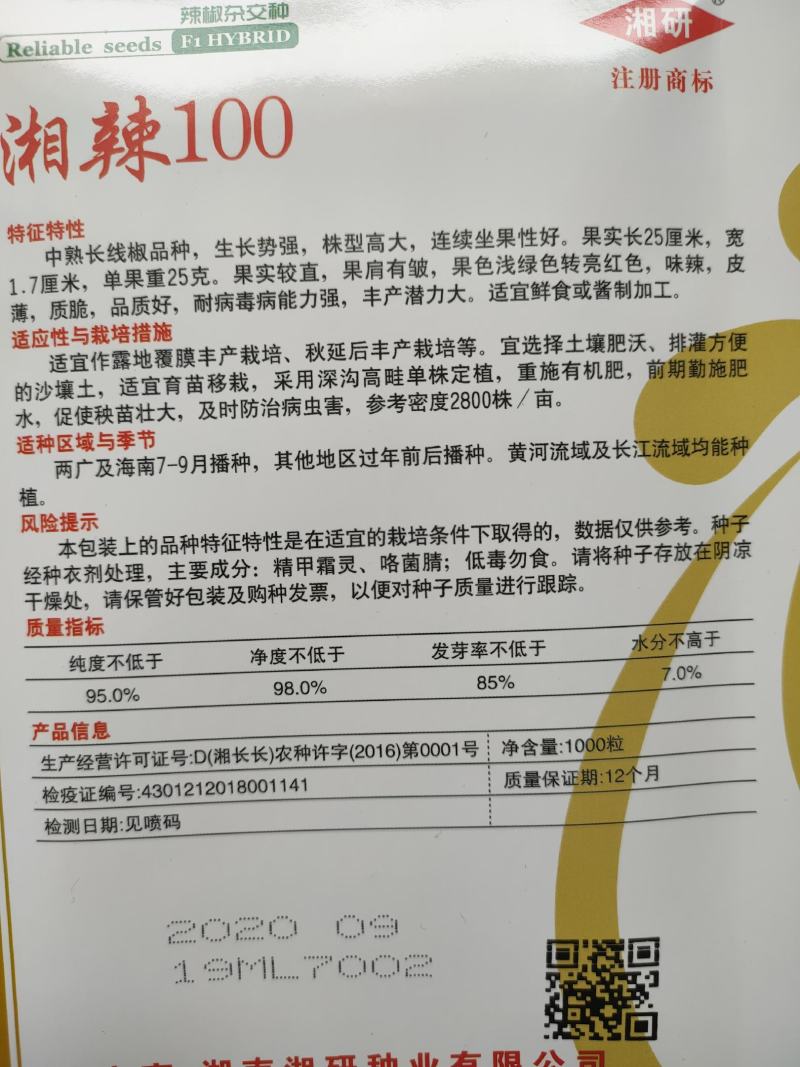 正宗湘研辣椒种子线椒种子青椒种子红椒种子湘辣99\100