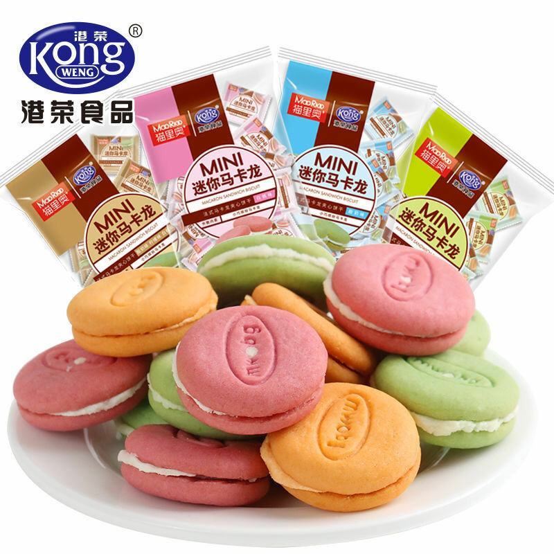 港荣马卡龙夹心饼干360g独立小包装白桃柠檬酸奶味