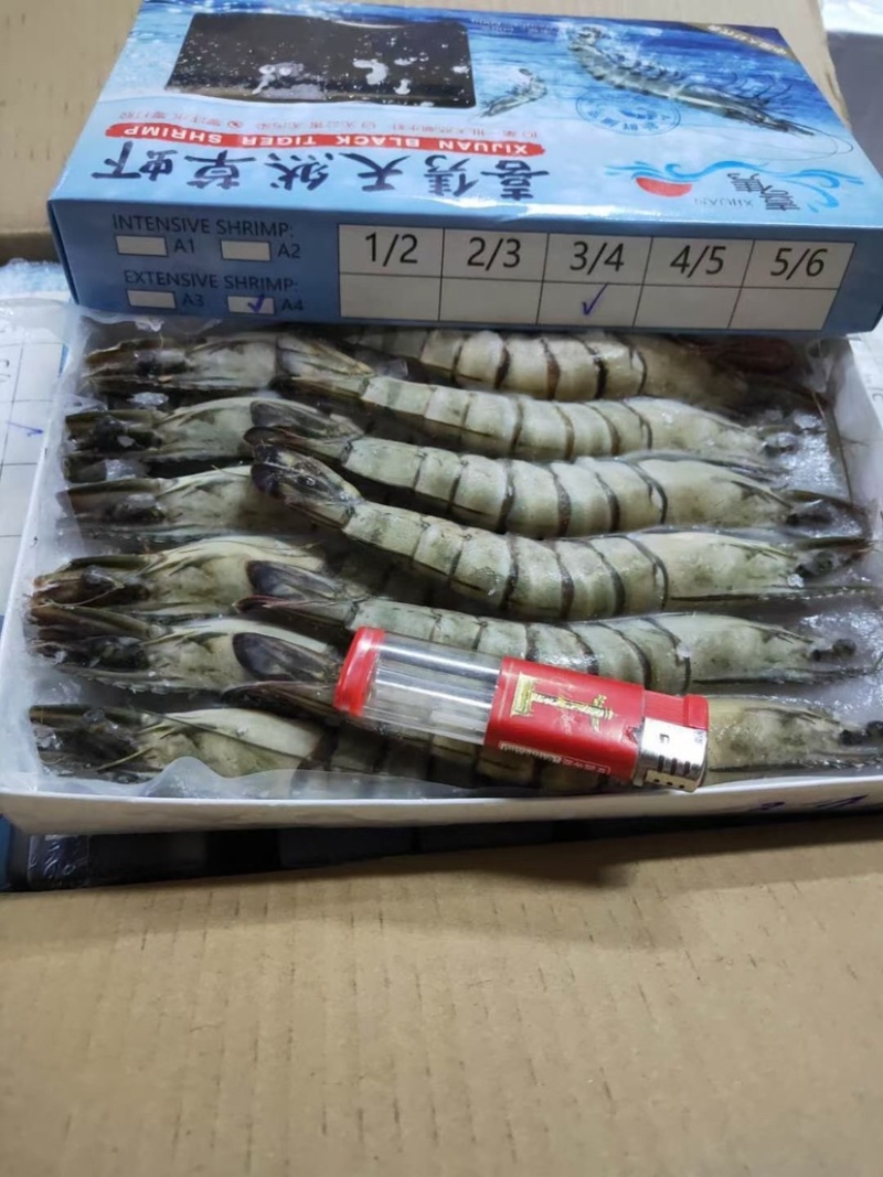 越南黑虎虾，肉质饱满，1000克10盒装，工厂直销！！！