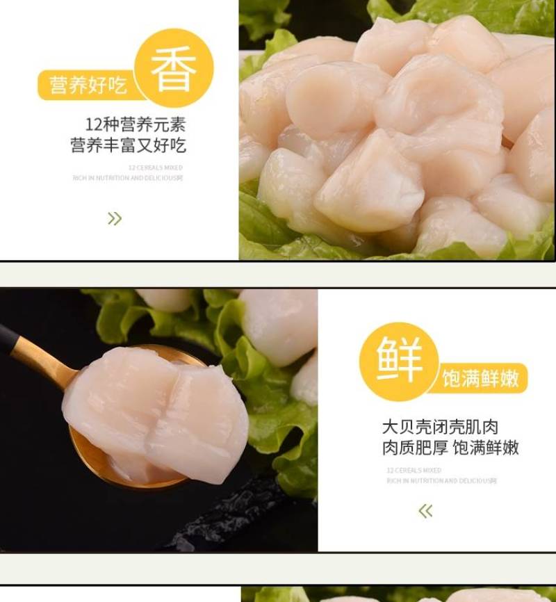 单冻扇贝柱，新鲜海鲜水产大瑶柱贝柱，元贝，鲜贝