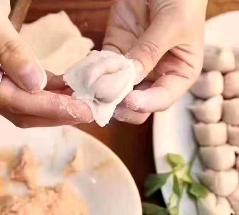 鱼皮饺潮汕特产手工制作鱼肉做的饺子皮猪肉馅