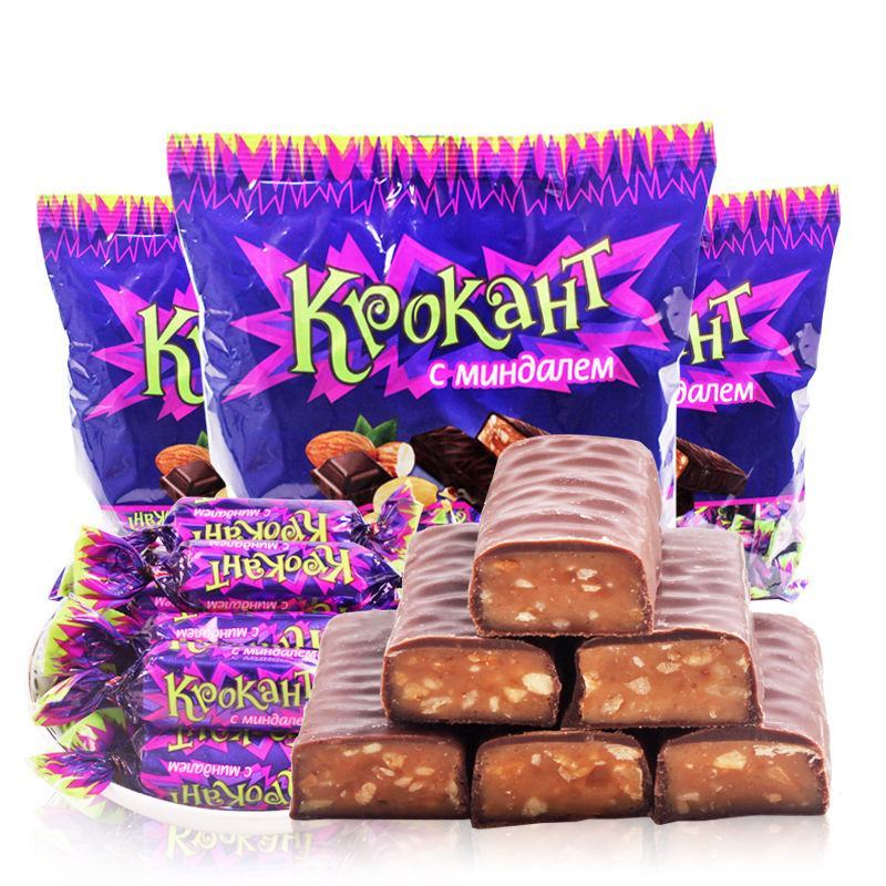 俄罗斯进口KDV紫皮糖夹心巧克力味糖果网红零食品100g