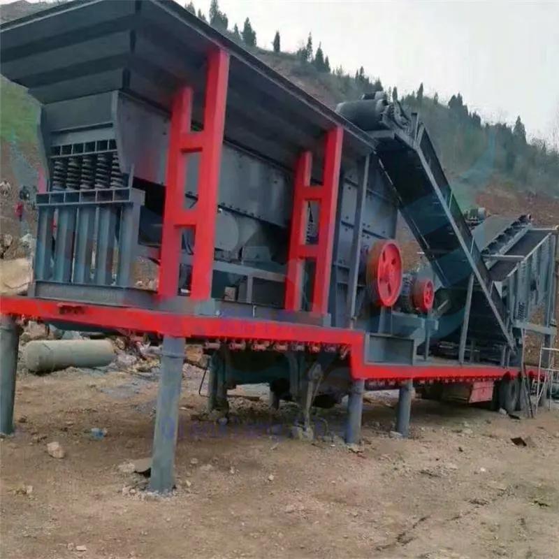 建筑垃圾处理轮胎移动破碎机生产线矿山石料流动式制砂车