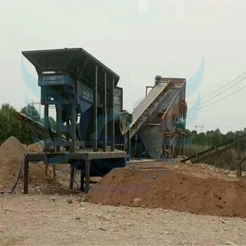 建筑垃圾处理轮胎移动破碎机生产线矿山石料流动式制砂车