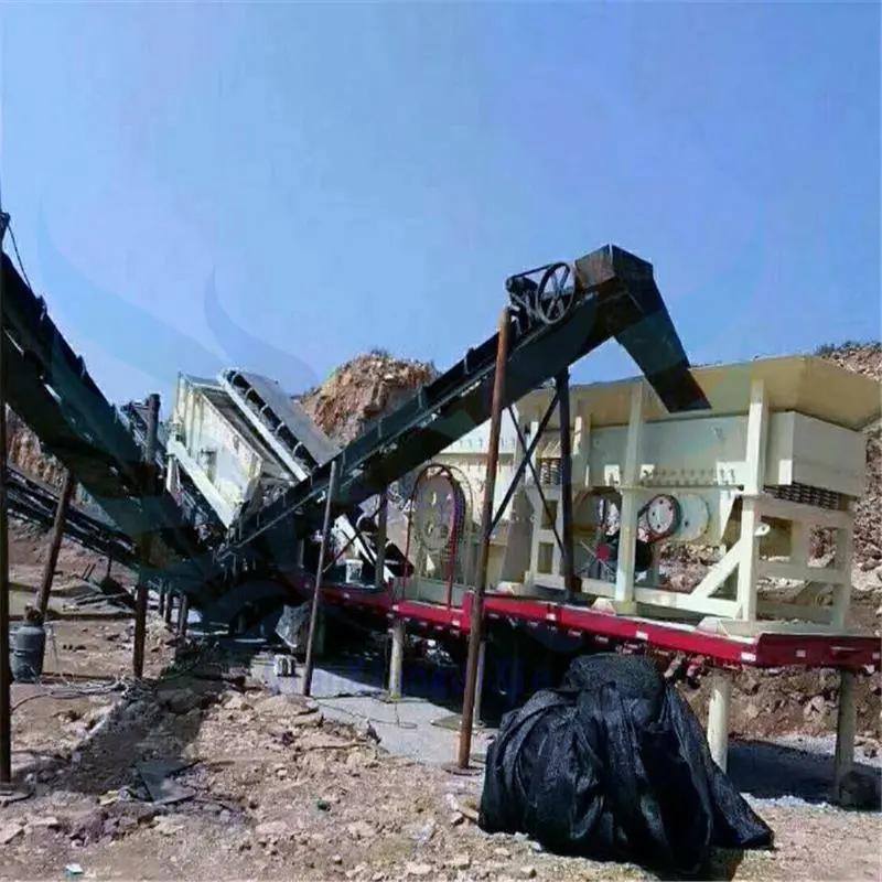 建筑垃圾处理轮胎移动破碎机生产线矿山石料流动式制砂车