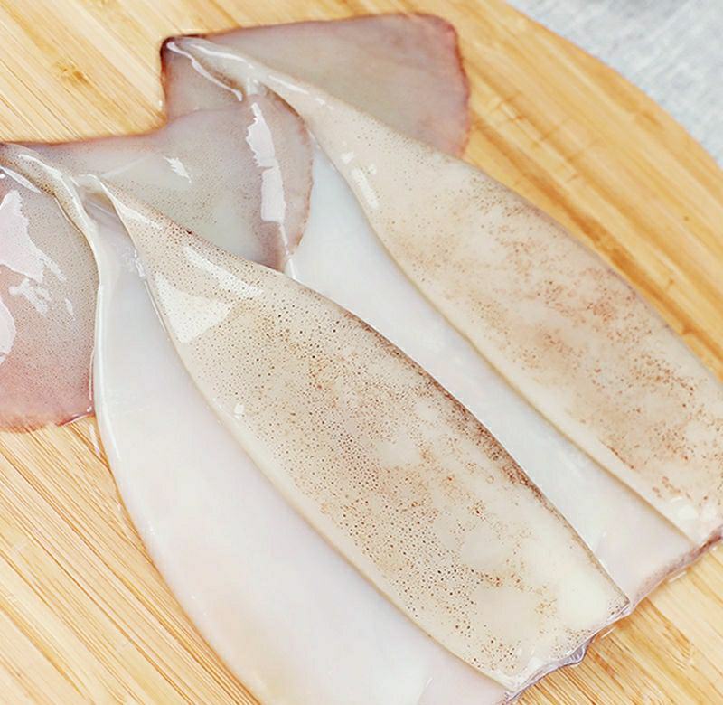新鲜大鱿鱼片去头去内脏鲜香美味火锅烧烤食材