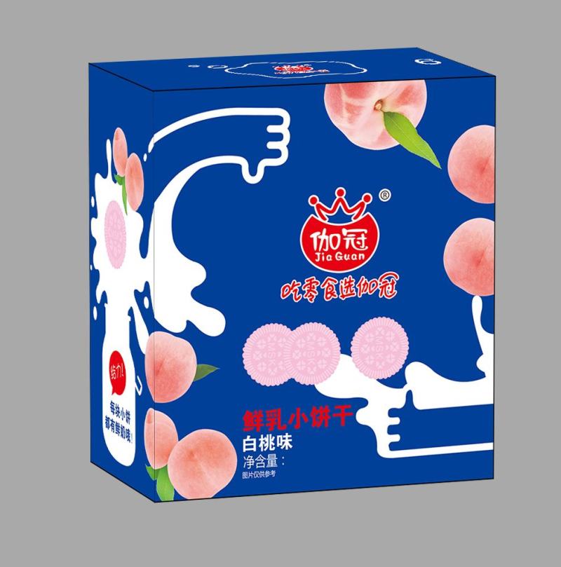 可可饼干，白桃味，网红食品，270g定量噢力给，厂家直销