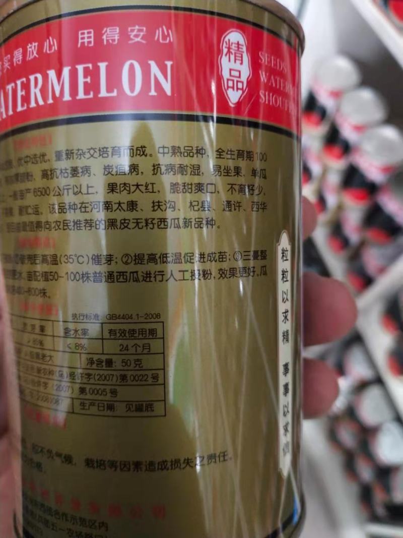 黑皮无籽西瓜种子，级黑老大纯黑蜡粉厚耐运输含糖高