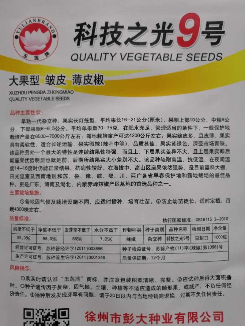 【热门产品】薄皮辣椒种子科技之光大果型特高产抗病皱皮
