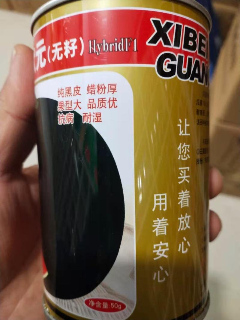 无籽西瓜种子黑，霸状元纯黑皮蜡粉厚果型大抗病耐湿