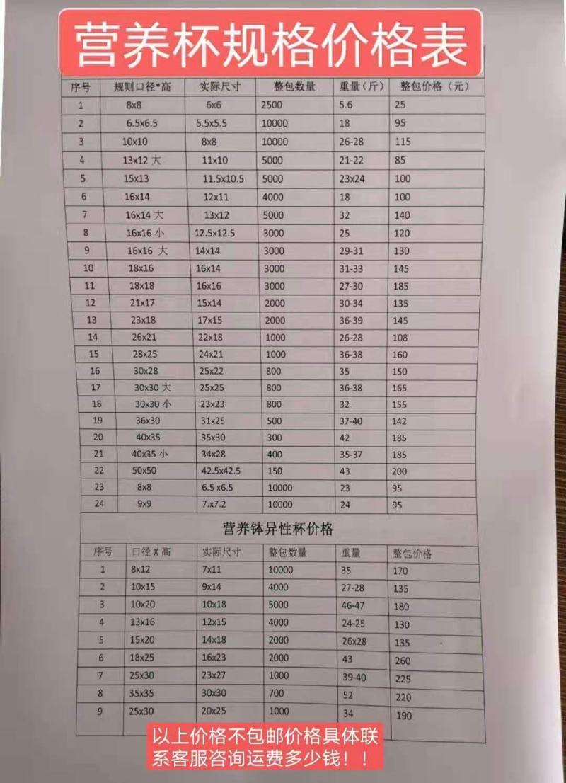 营养钵营养杯多种规格可以视频看货选货！