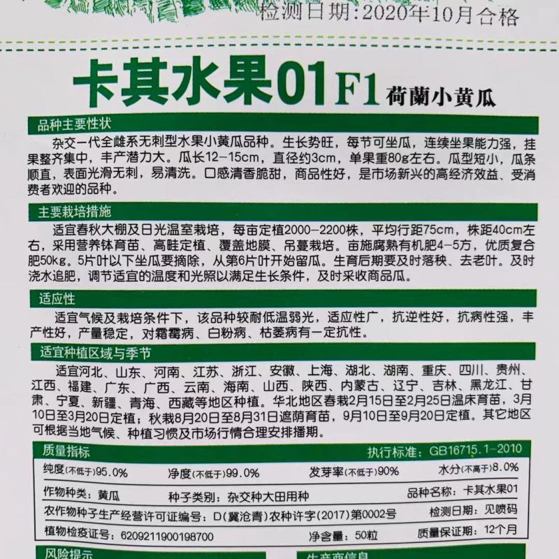 荷兰小黄瓜种子,全雌系无刺清香脆甜水果黄瓜种子大面积种植