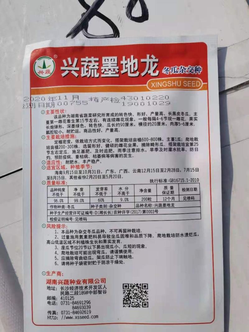 炮弹型黑皮冬瓜种子内腔小肉质厚转色快皮色黑亮有光泽