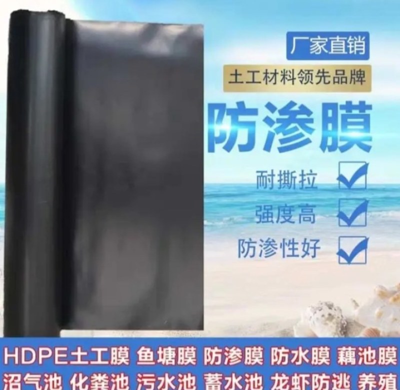 全新全黑膜料聚乙烯抗老化《寿命长》耐用土工膜鱼塘防渗膜