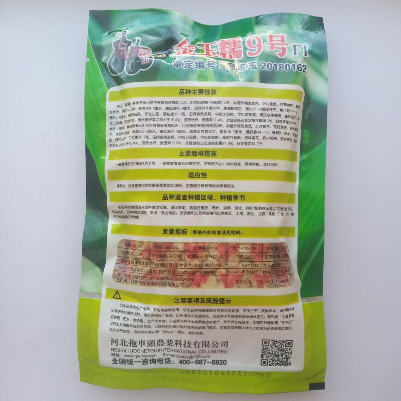 金玉糯9号糯玉米种子国审玉鲜食糯玉米种子