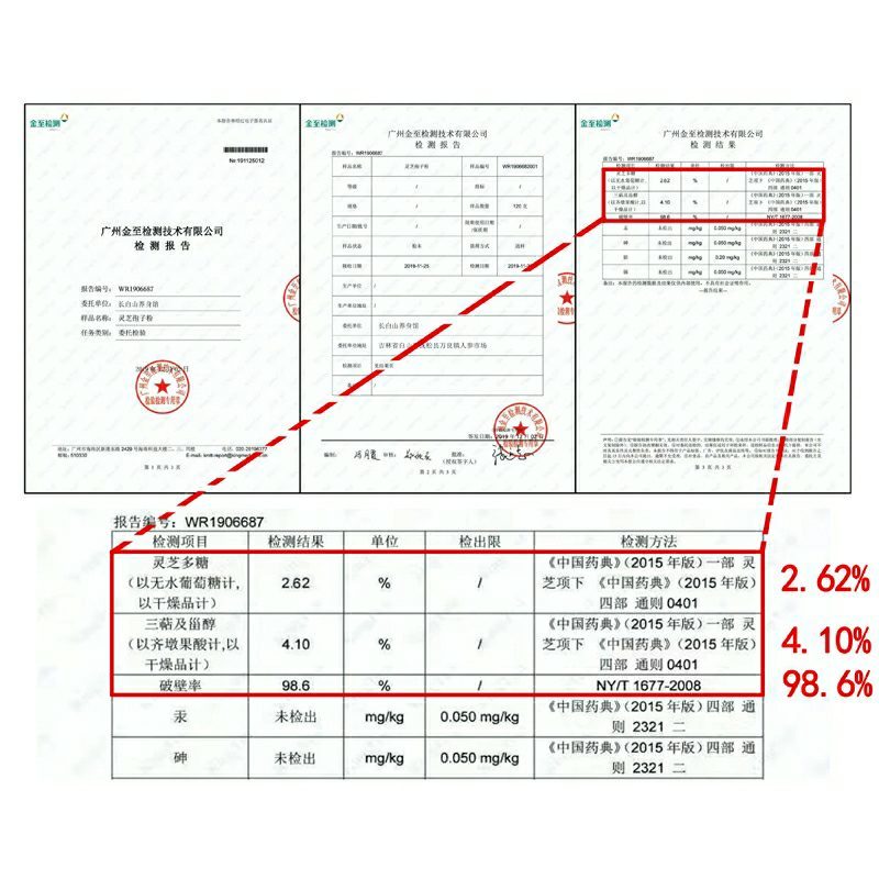 长白山灵芝孢子粉头道正品特级500g散装白山赤灵芝袍子狍