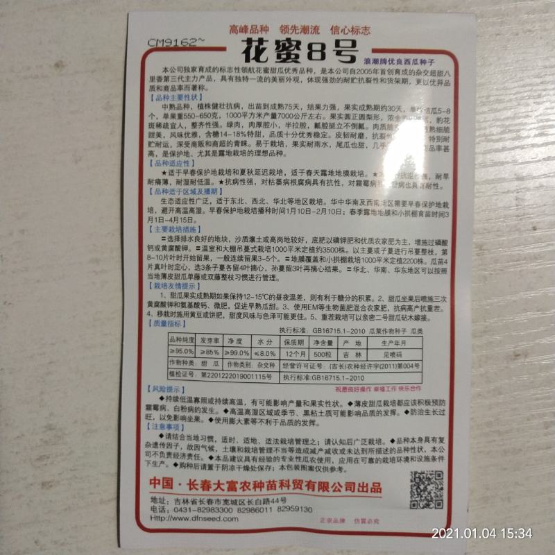 花蜜8号甜瓜种子中早熟品种含糖量18度以上种子