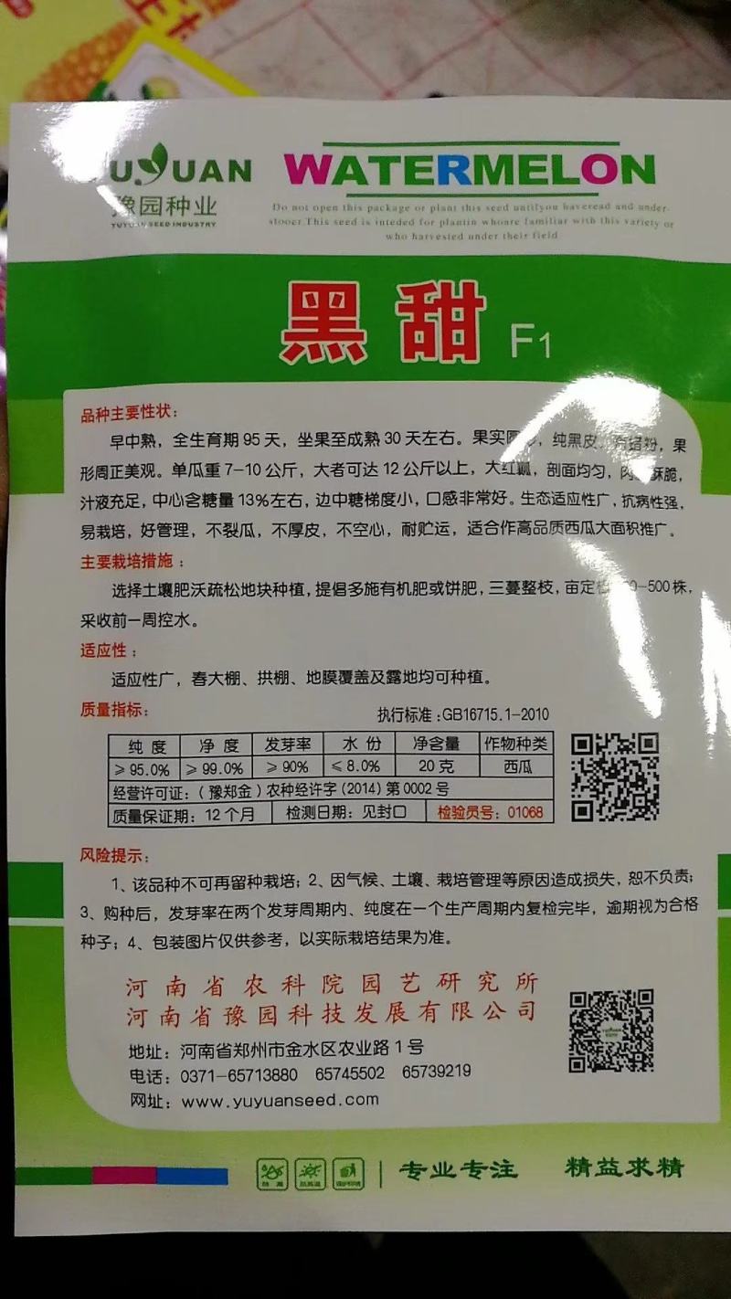 高端黑皮红壤西瓜种子大红瓤口感好纯黑色皮