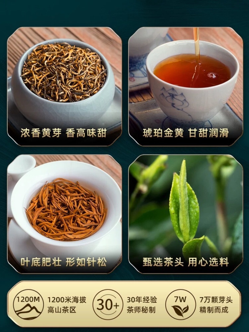 金骏眉蜜香型全芽红茶2021新茶铁罐配手提袋包邮