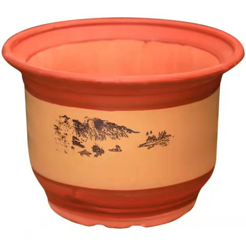 陶瓷花盆陶土泥盆粗陶花盆高档紫砂梅花兰花盆带托盘包邮