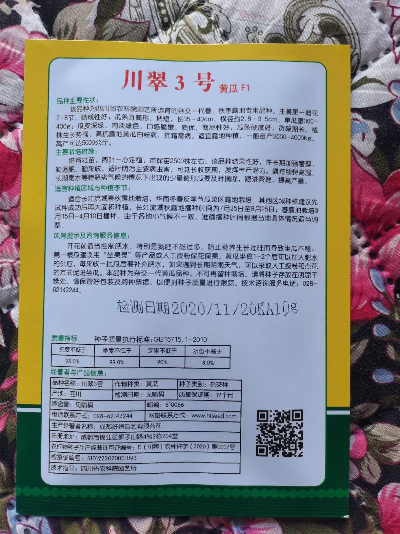 好特园艺川翠3号黄瓜