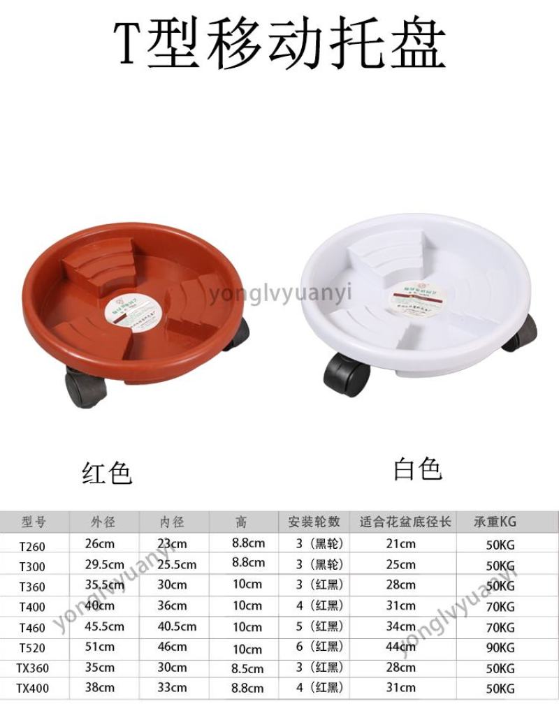 加厚移动托盘梯形树脂万向轮塑料花盆托盘厂家批发