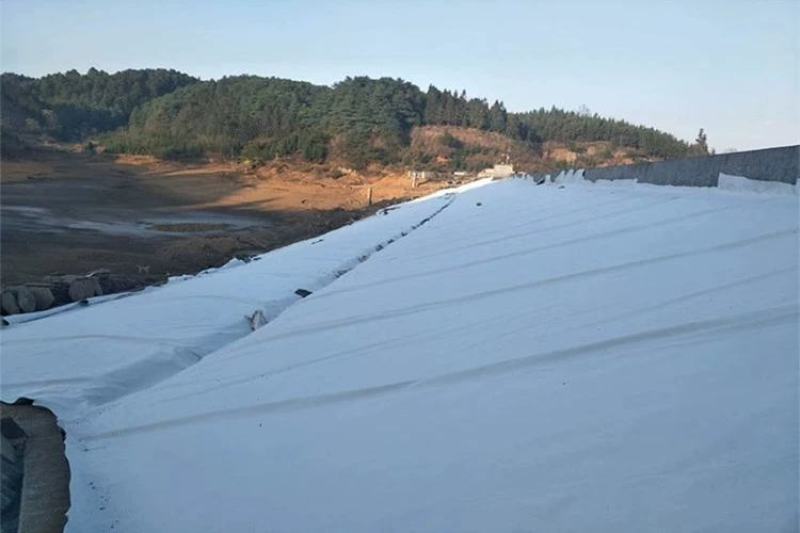河道防渗土工布土工膜景观人工湖防水两布一膜鱼塘养殖
