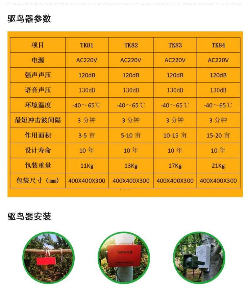 葡萄樱桃驱鸟器防鸟网太阳能智能语音驱鸟器冲击波驱鸟器
