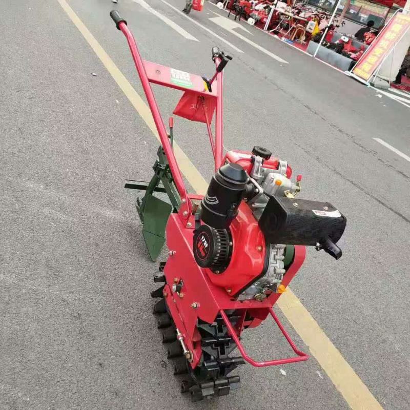 链轨式微耕机独轮犁地机履带式手扶翻地松土除草机开沟撒肥机