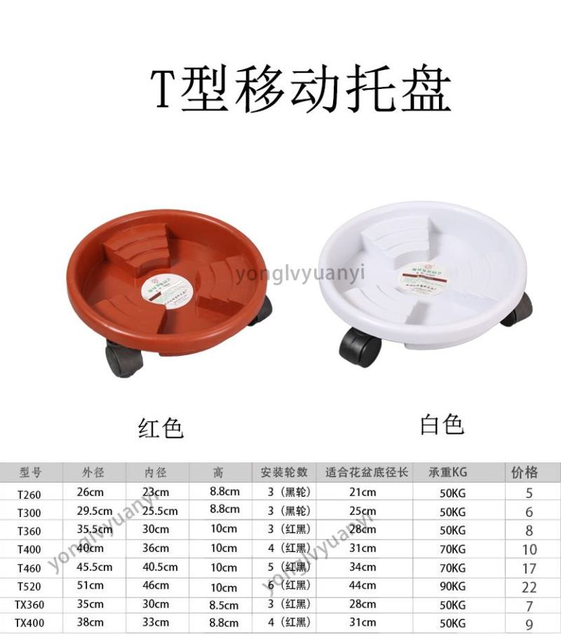 加厚移动托盘梯形树脂万向轮塑料花盆托盘厂家批发