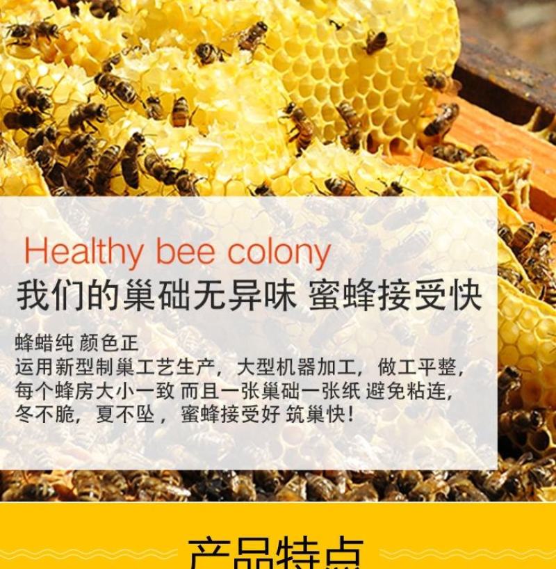 蜜蜂巢础中蜂意蜂中锋中峰巢基蜂蜡蜡皮蜂脾巢脾巢框养蜂蜂箱