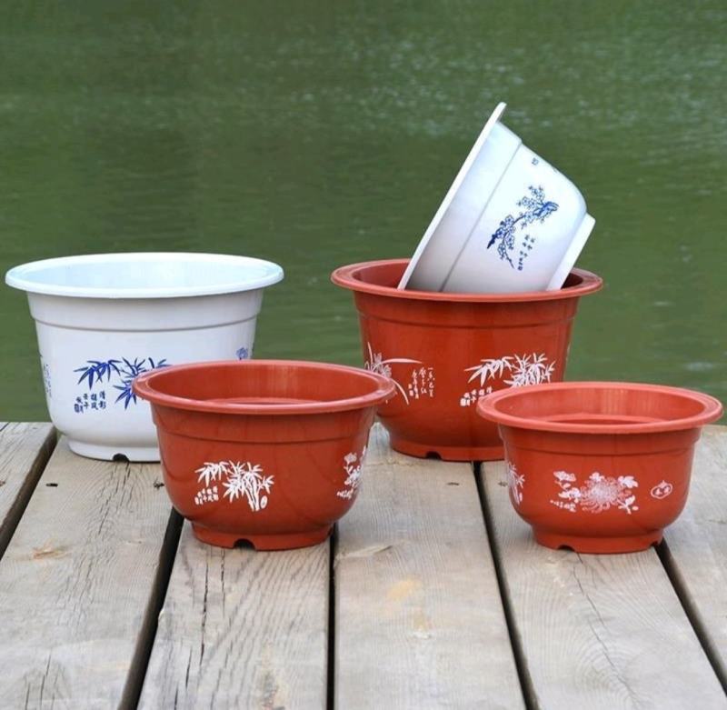 花盆塑料花盆白色红色加厚花盆《要托盘联系客服》