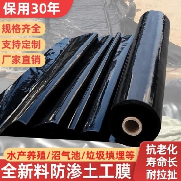 黑色鱼塘防渗膜土工膜防漏水池塘防水布塑料加膜纸鱼池专用防