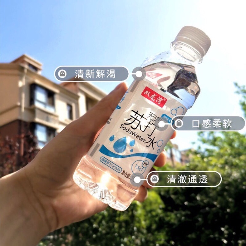 社区团购专用双龙湾无气无糖苏打水375ml12瓶