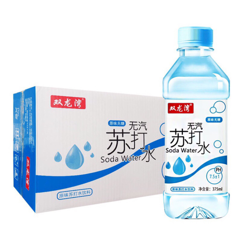 社区团购专用双龙湾无气无糖苏打水375ml12瓶