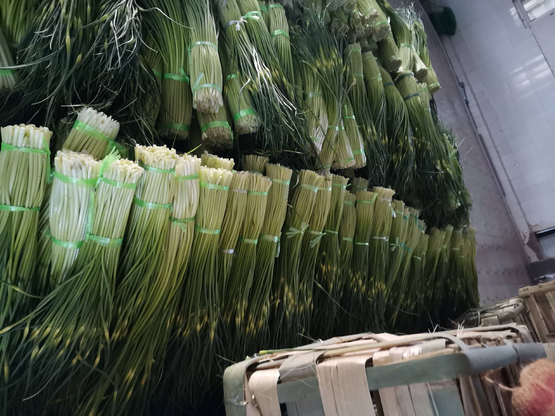 蒜薹滞销堆积在田间