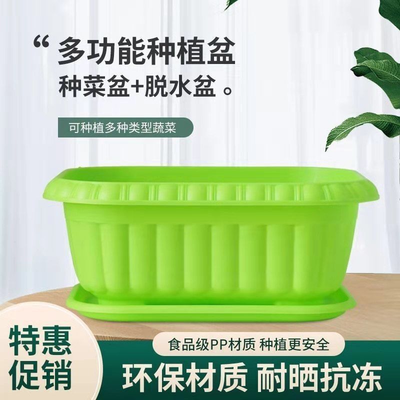 菜盆长方形花盆塑料阳台种菜花盆树脂配托盘大绿萝盆栽兰花葱