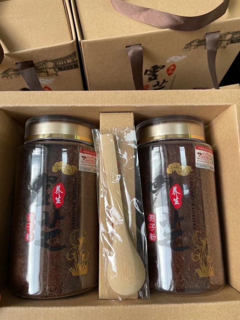 长白山头道灵芝孢子粉，月月磨新粉产地批发