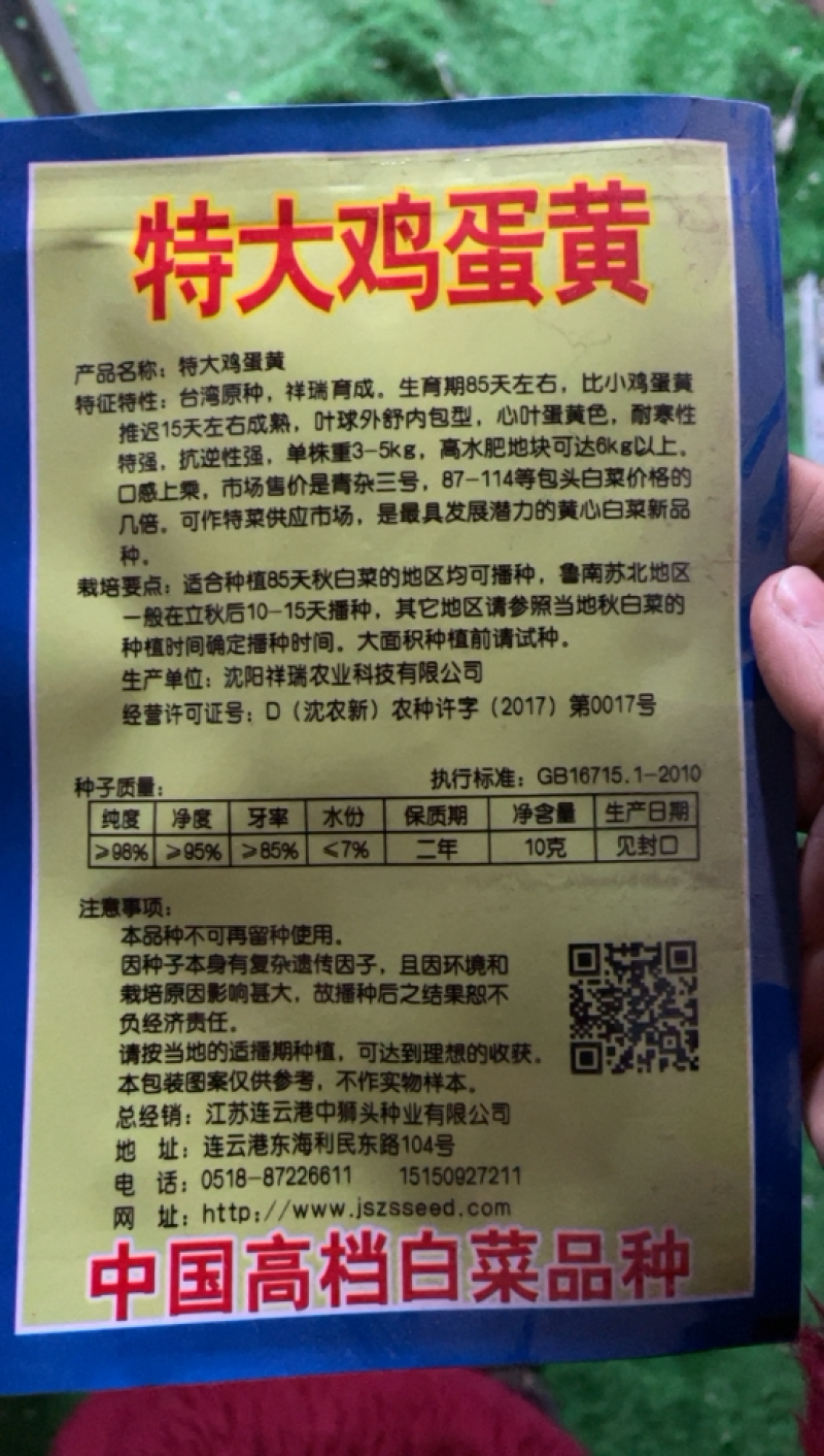 鸡蛋黄白菜种子黄心大白菜抗病高产蔬菜种子