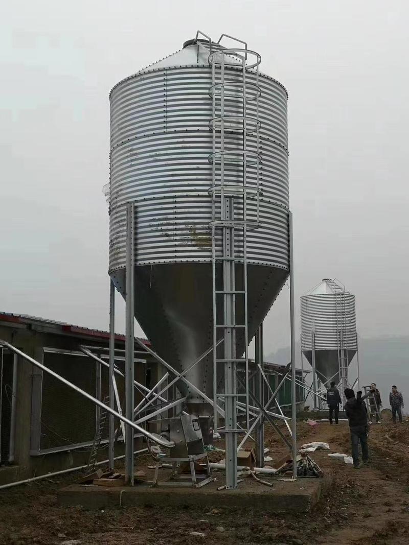 料塔自动化喂料线15吨养殖饲料塔20吨热镀锌料塔料仓30