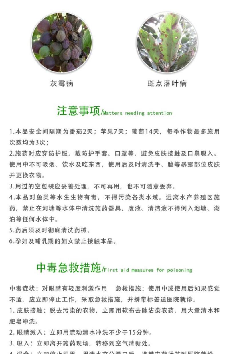 富美实扑海因异菌脲葡萄灰霉病斑点病早疫病农药杀菌剂