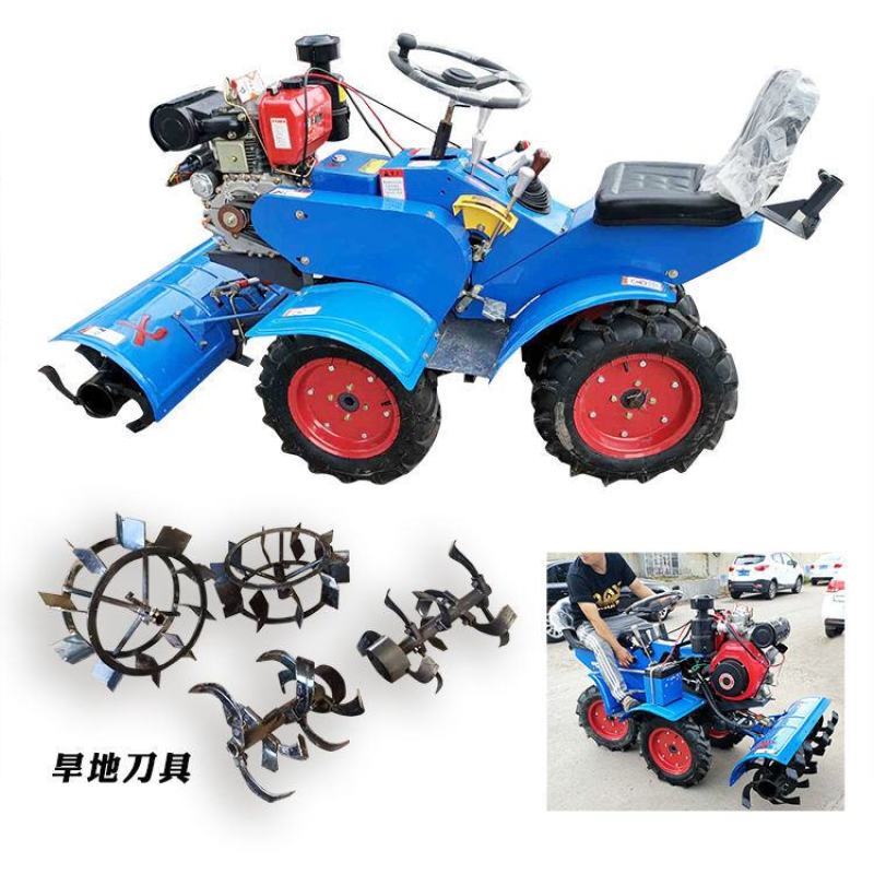 家用小型水稻田管理机座驾式方向盘操作水田打田机