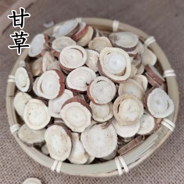 甘肃野生圆甘草片炙甘草片特级中药生甘草斜片