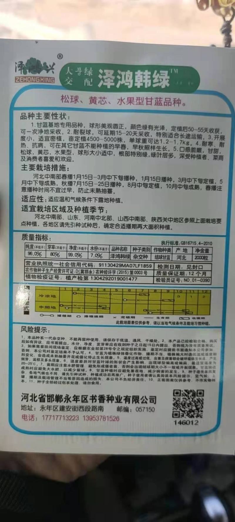 韩绿甘蓝种孑（松型黄心水果型甘蓝品种）全国包邮